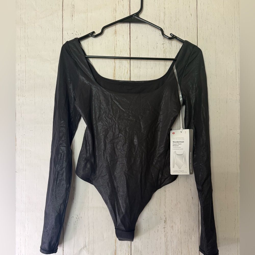 NEW NWT Lululemon bodysuit Wundermost Nulu square neck long sleeve Small Black